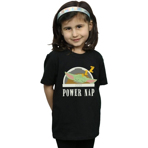 Vêtements Fille T-shirts manches longues Disney The Mandalorian Power Nap Child Noir