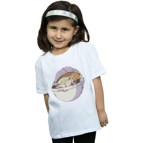 Vêtements Fille T-shirts manches longues Disney The Mandalorian Sleeping Child Blanc