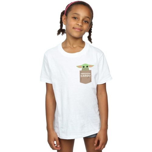 Vêtements Fille T-shirts manches longues Disney The Mandalorian The Child Cargo Pocket Blanc