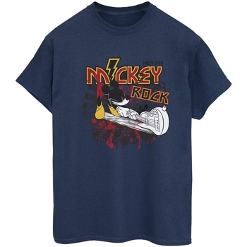Vêtements Femme T-shirts manches longues Disney Mickey Mouse Smash Guitar Rock Bleu