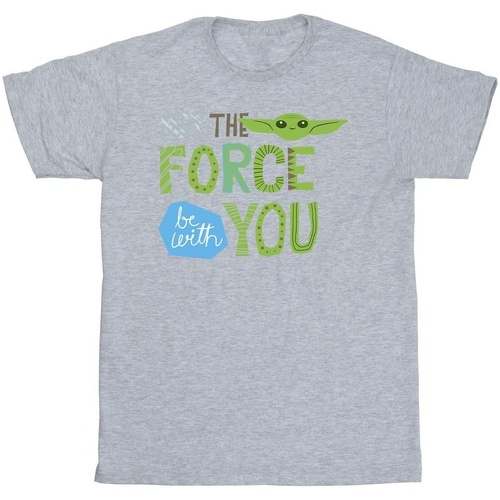 Vêtements Fille T-shirts manches longues Disney The Mandalorian May The Force Be With You Gris