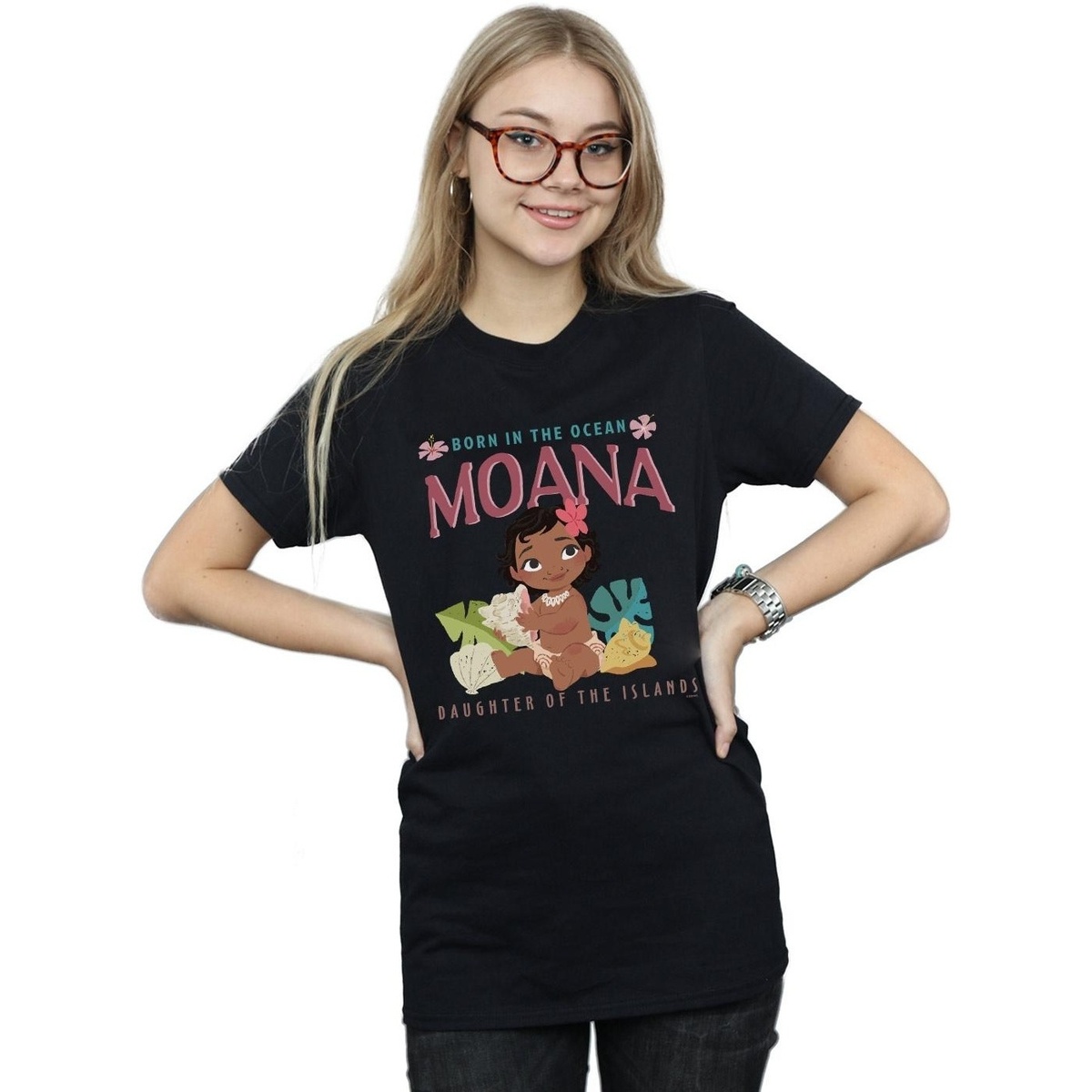 Vêtements Femme T-shirts manches longues Disney Moana Born In The Ocean Noir