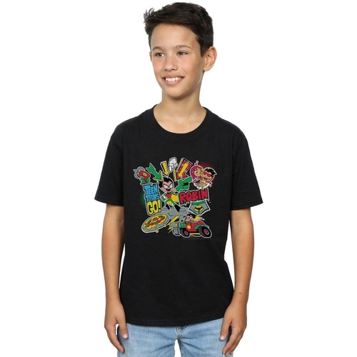 Vêtements Garçon T-shirts manches courtes Dc Comics Teen Titans Go Robin Montage Noir