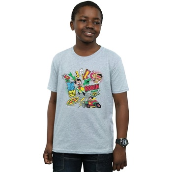 Vêtements Garçon T-shirts manches courtes Dc Comics Teen Titans Go Robin Montage Gris