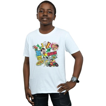 Vêtements Garçon T-shirts manches courtes Dc Comics Teen Titans Go Robin Montage Blanc