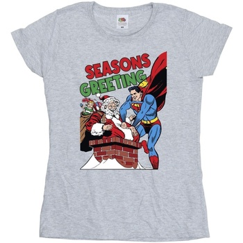 Vêtements Femme T-shirts manches longues Dc Comics Superman Santa Comic Gris