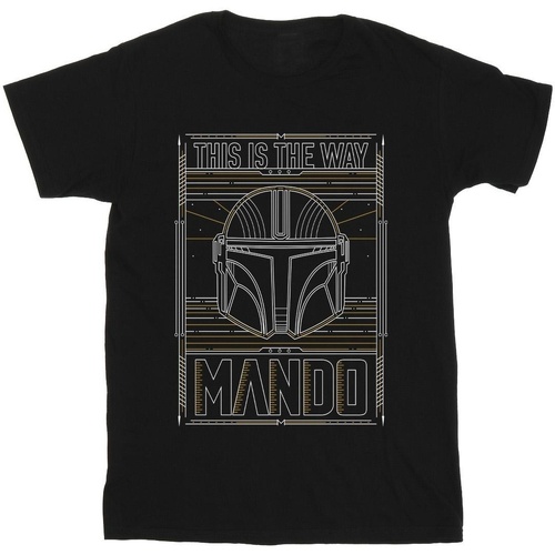 Vêtements Fille T-shirts manches longues Disney The Mandalorian The Way Outline Helm Noir