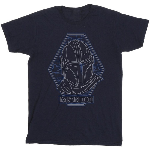 Vêtements Fille T-shirts manches longues Disney The Mandalorian Outline Helm Diamond Bleu