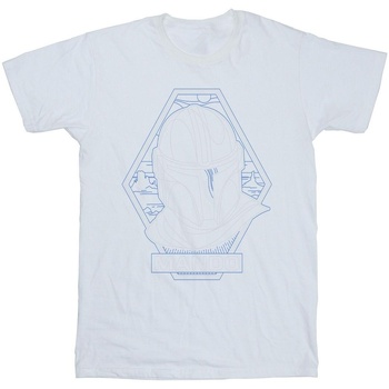 Vêtements Fille T-shirts manches longues Disney The Mandalorian Outline Helm Diamond Blanc