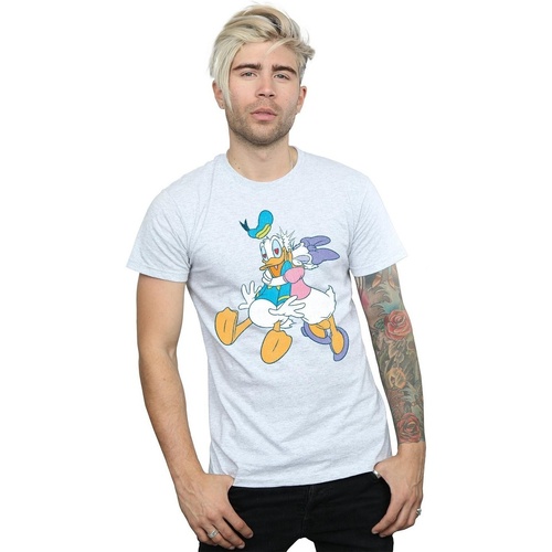 Vêtements Homme T-shirts manches longues Disney Donald And Daisy Duck Kiss Gris