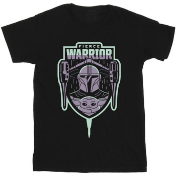 Vêtements Fille T-shirts manches longues Disney The Mandalorian Fierce Warrior Patch Noir