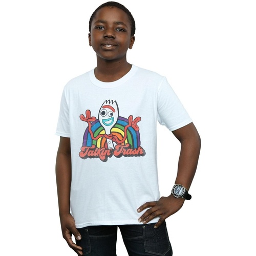Vêtements Garçon T-shirts manches courtes Disney Toy Story 4 Forky Talkin' Trash Blanc