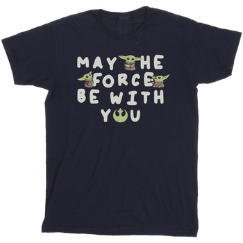 Vêtements Fille T-shirts manches longues Disney The Mandalorian Grogu May The Force Be With You Bleu