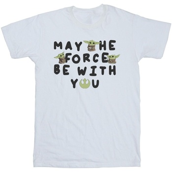 Vêtements Fille T-shirts manches longues Disney The Mandalorian Grogu May The Force Be With You Blanc