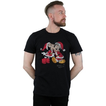 Vêtements Homme T-shirts manches longues Disney Mickey And Minnie Christmas Kiss Noir