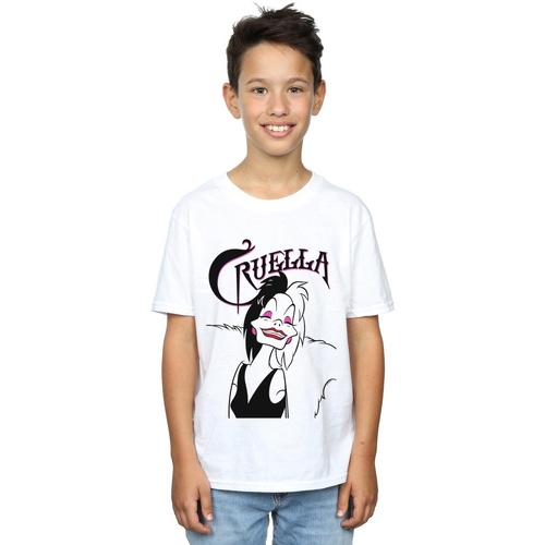 Vêtements Garçon T-shirts manches courtes Disney Cruella De Vil Evil Smile Blanc