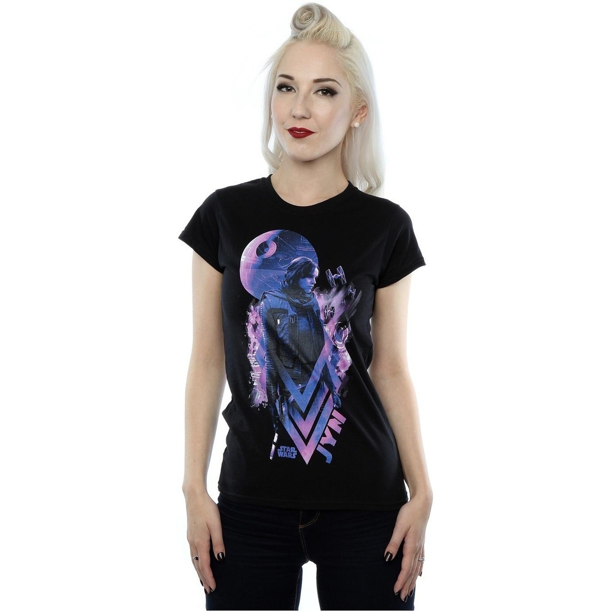 Vêtements Femme T-shirts manches longues Disney Rogue One Jyn Death Star Noir