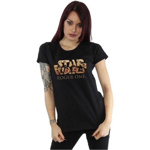 Vêtements Femme T-shirts manches longues Disney Rogue One Logo Scene Noir