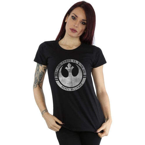 Vêtements Femme T-shirts manches longues Disney Rogue One May The Force Be With Us Noir
