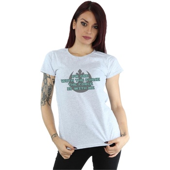 Vêtements Femme T-shirts manches longues Disney Rogue One I'm One With The Force Green Gris