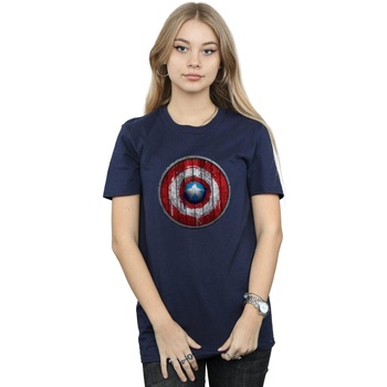 Vêtements Femme T-shirts manches longues Marvel Captain America Wooden Shield Bleu