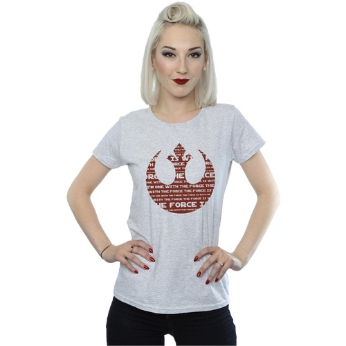 Vêtements Femme T-shirts manches longues Disney Rogue One I'm One With The Force Alliance Emblem Red Gris