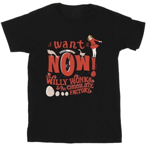 Vêtements Garçon T-shirts manches courtes Willy Wonka Verruca Salt I Want It Now Noir