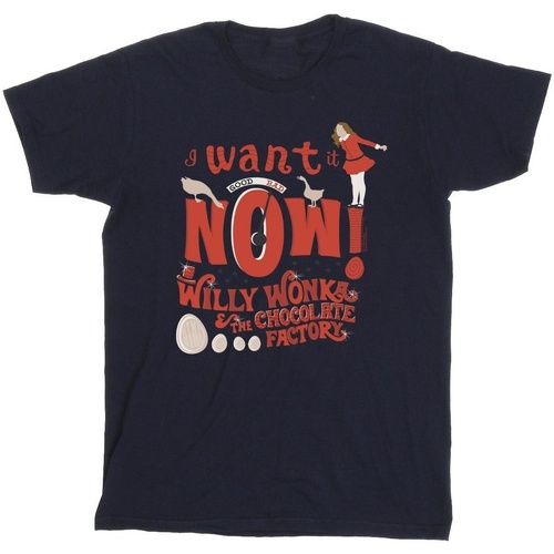 Vêtements Garçon T-shirts manches courtes Willy Wonka Verruca Salt I Want It Now Bleu