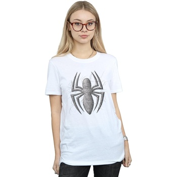 Vêtements Femme T-shirts manches longues Marvel Spider-Man Web Logo Blanc