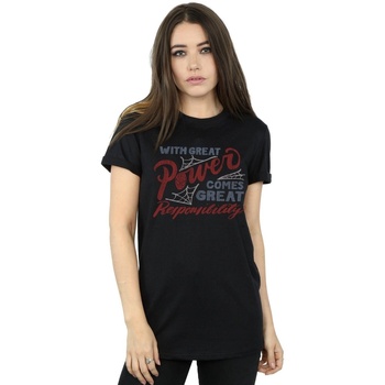 Vêtements Femme T-shirts manches longues Marvel Spider-Man Great Responsibility Noir