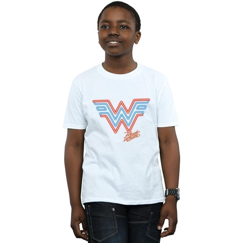 Vêtements Garçon T-shirts manches courtes Dc Comics Wonder Woman 84 Neon Emblem Blanc