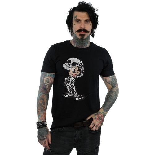 Vêtements Homme T-shirts manches longues Disney Mickey Mouse Skeleton Noir