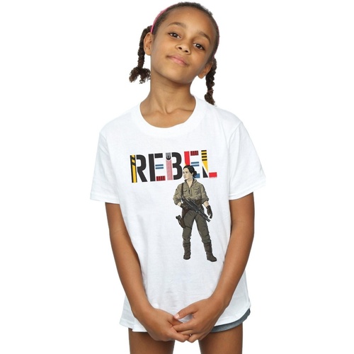 Vêtements Fille T-shirts manches longues Disney The Rise Of Skywalker Rebel Rose Blanc