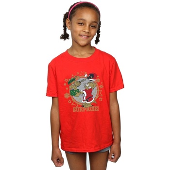 Vêtements Fille T-shirts manches longues Dessins Animés Christmas Surprise Rouge