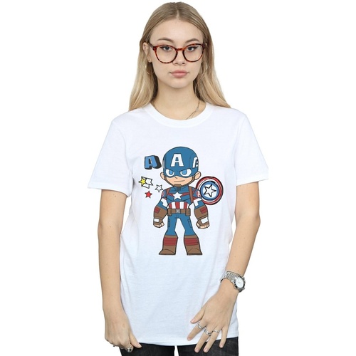 Vêtements Femme T-shirts manches longues Marvel Captain America Sketch Blanc