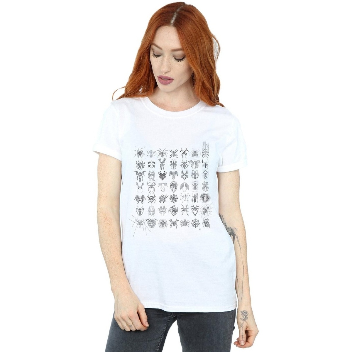 Vêtements Femme T-shirts manches longues Marvel Spider-Man Spidey Symbols Sketched Blanc