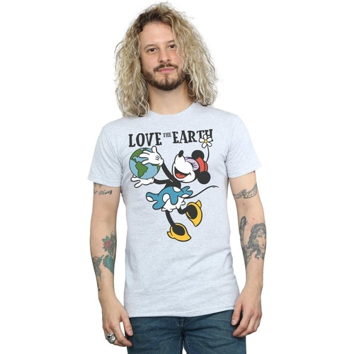 Vêtements Homme T-shirts manches longues Disney Mickey Mouse Love The Earth Gris