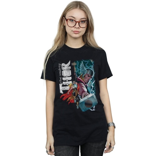 Vêtements Femme T-shirts manches longues Marvel The Mighty Thor Mighty Duo Noir