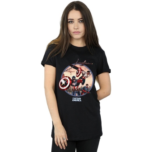 Vêtements Femme T-shirts Manuel manches longues Marvel Captain America And Falcon In Battle Noir