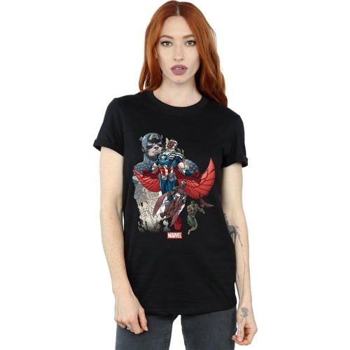 Vêtements Femme T-shirts manches longues Marvel Captain America Falcon Evolution Noir