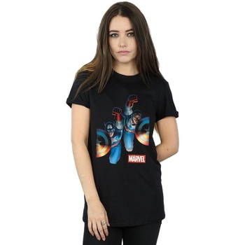 Vêtements Femme T-shirts Manuel manches longues Marvel Falcon And Captain America Side By Side Noir