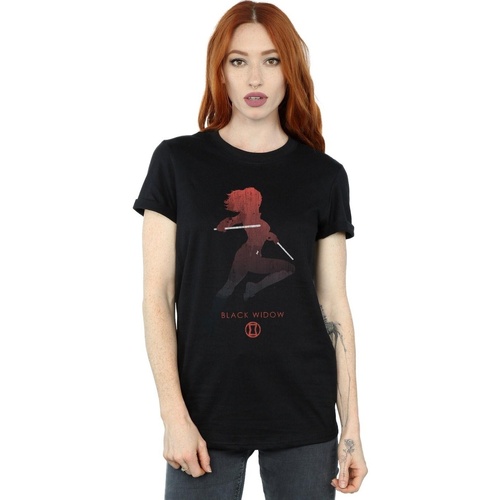 Vêtements Femme T-shirts manches longues Marvel Black Widow Silhouette Noir