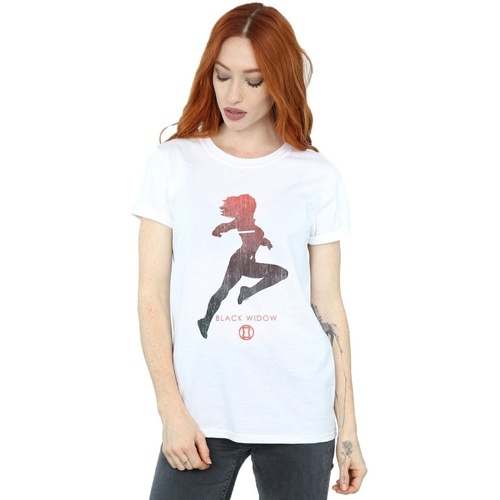 Vêtements Femme T-shirts manches longues Marvel Black Widow Silhouette Blanc