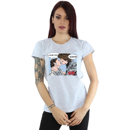 Vêtements Femme T-shirts manches longues Disney Han Solo And Princess Leia Love Gris