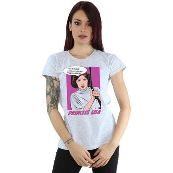 Vêtements Femme T-shirts manches longues Disney Princess Leia Pop Art Gris