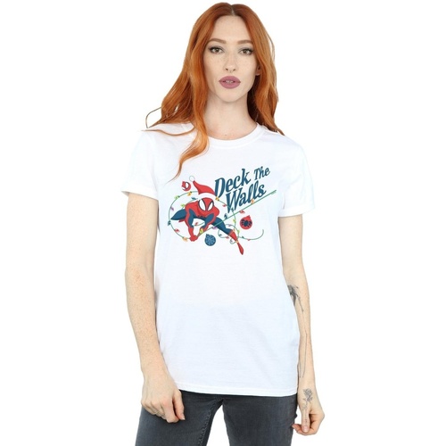 Vêtements Femme T-shirts manches longues Marvel Spider-Man Deck The Walls Blanc