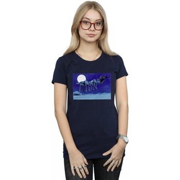 Vêtements Femme T-shirts manches longues Disney Christmas AT-AT Sleigh Bleu
