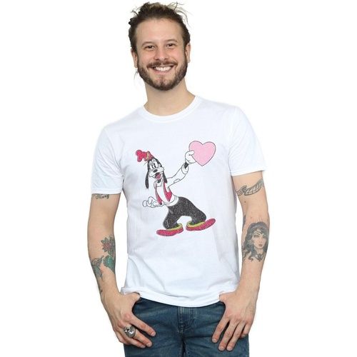 Vêtements Homme T-shirts manches longues Disney Goofy Love Heart Blanc