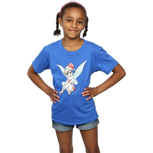 Vêtements Fille T-shirts manches longues Disney Tinkerbell Christmas Fairy Bleu