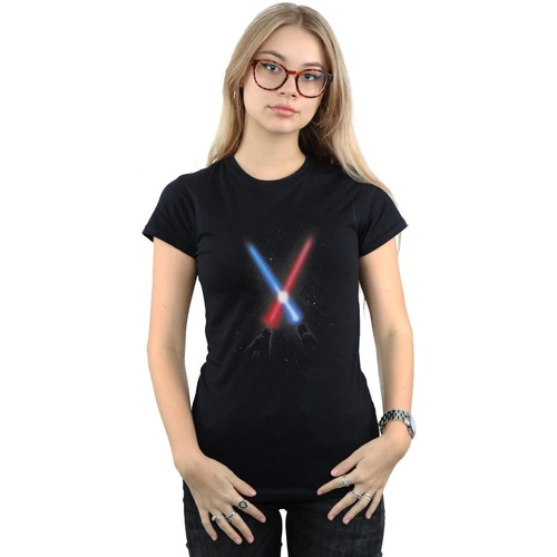 Vêtements Femme T-shirts manches longues Disney Crossed Lightsabres Noir